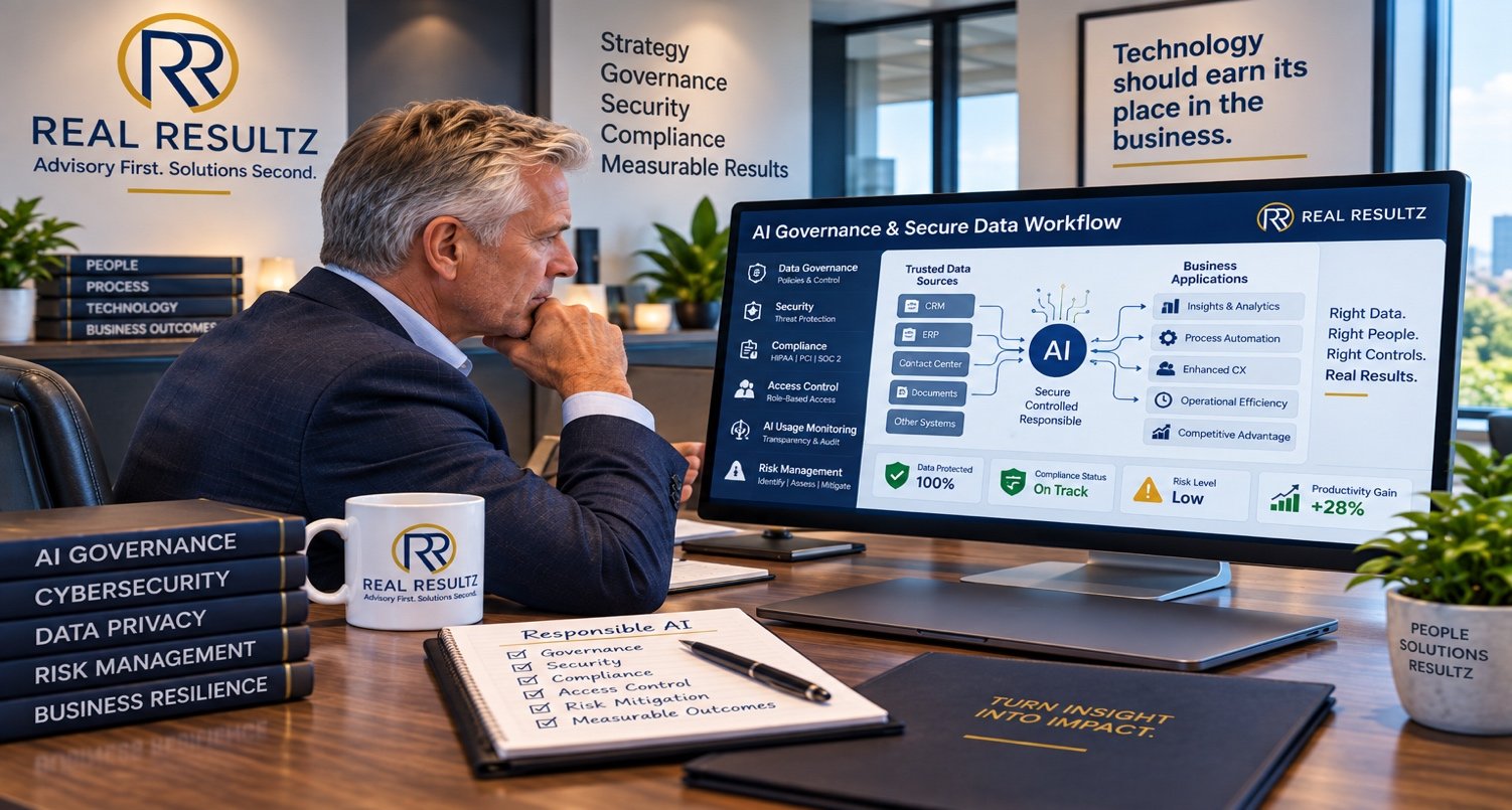 AI governance, cybersecurity, and data protection for small businesses.